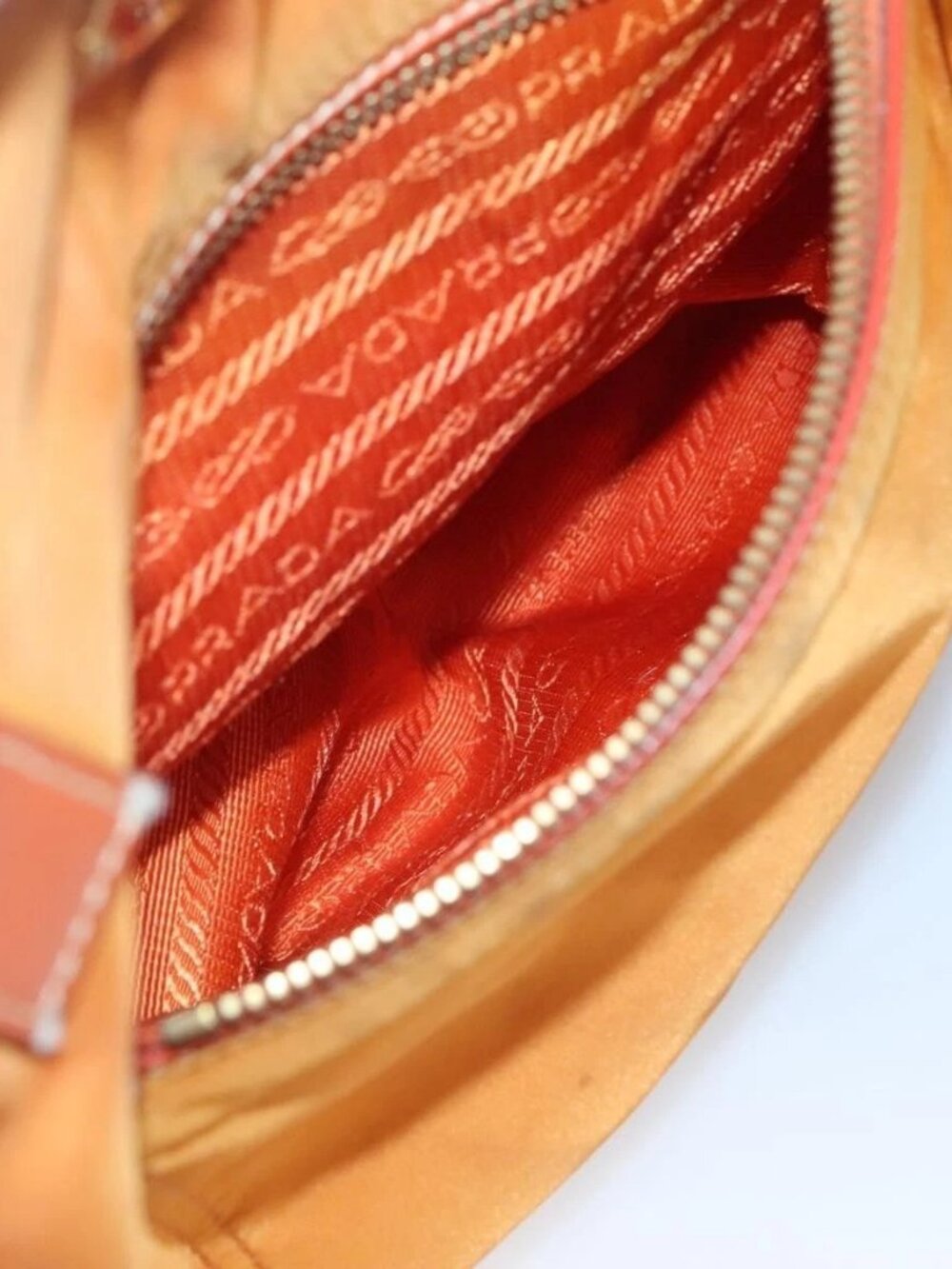 PRADA Tote Bag Nylon 2way Orange Gold Auth ep9199 - Picture 10 of 16